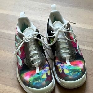 Adidas Avacourt Tennis Shoes Multi Color Floral Sneakers Womens Size 6.5
